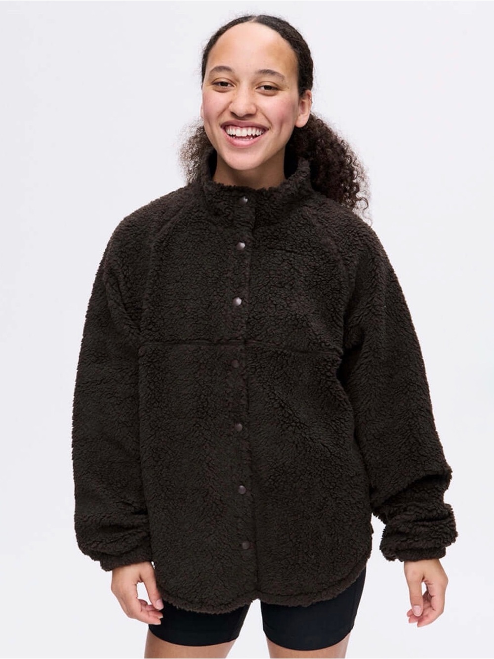 Outdoor Voices RecFleece Snap Fleece Jacket Womens Medium Brown Snap Front